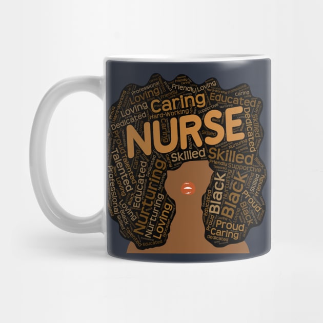 Black Nurse Words in Afro by blackartmattersshop